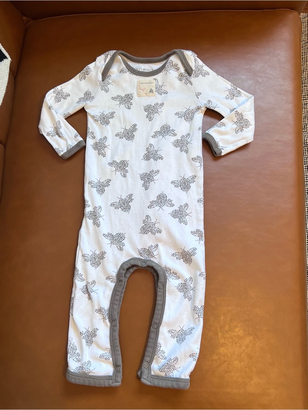 Burt's Bees Baby Organic Cotton Bee Print Coverall Romper 6-9M